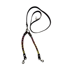 Tulum Handmade Artesanal Leather Double Leash Multi-Colors Assorted Colors - Thin Double Leash - Leashes Collars &