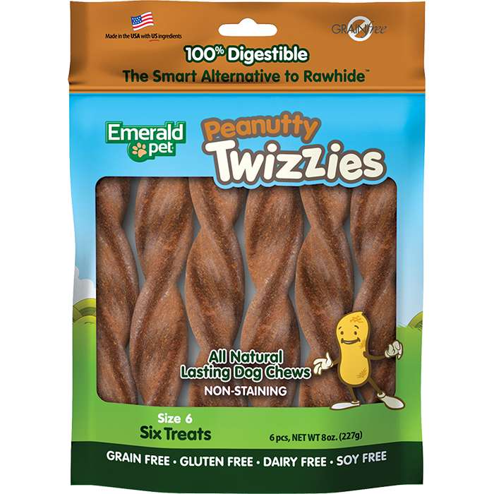 Emerald Pet Peanutty Twizzies Grain-Free Dog Treats, 6 count