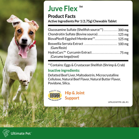 Ingredients and Facts of Ultimate Pet Nutrition Juve Flex Advance Hip & Joint Support for Dogs