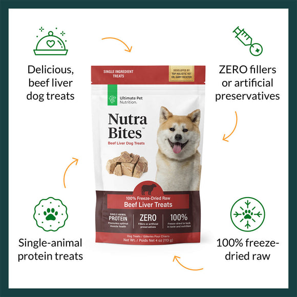 Food features of Ultimate Pet Nutrition Nutra Bites Freeze Dried Beef Liver Treats for Dogs