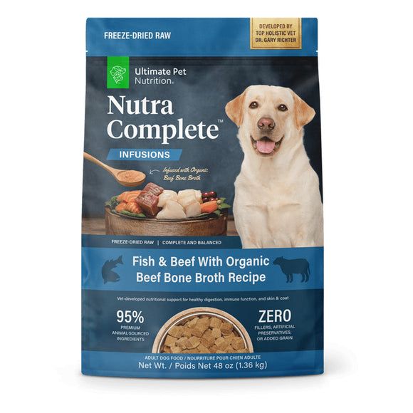 Ultimate Pet Nutrition Fish & Beef with Beef Bone Broth Dog Food - 48oz