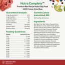 Ingredients and Feed Guidelines of Ultimate Pet Nutrition Nutra Complete Premium Beef Freeze-Dried Raw Dog Food