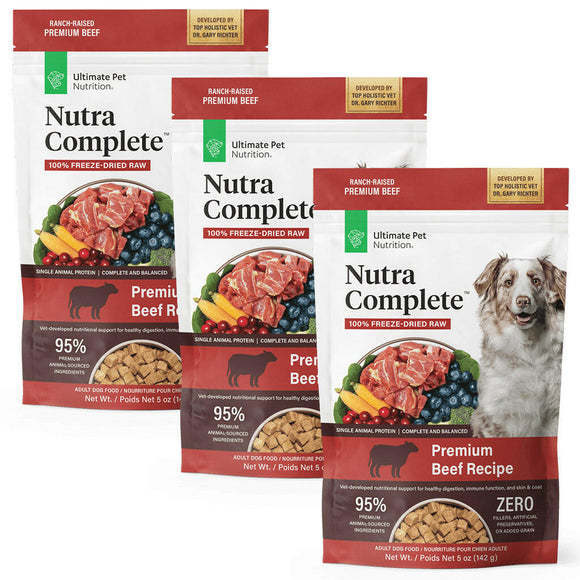 Ultimate Pet Nutrition Nutra Complete Premium Beef Freeze-Dried Raw Dog Food - 5oz (pack of 3)
