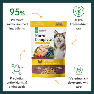 Food Features Ultimate Pet Nutrition Nutra Complete Premium Chicken Freeze-Dried Raw Dog Food