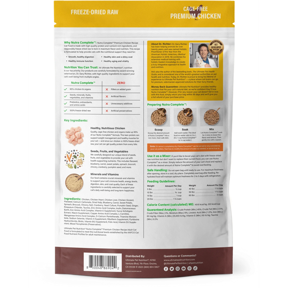 Ultimate Pet Nutrition Nutra Complete Premium Chicken Freeze-Dried Raw Cat Food 12-oz - Cat Food 6