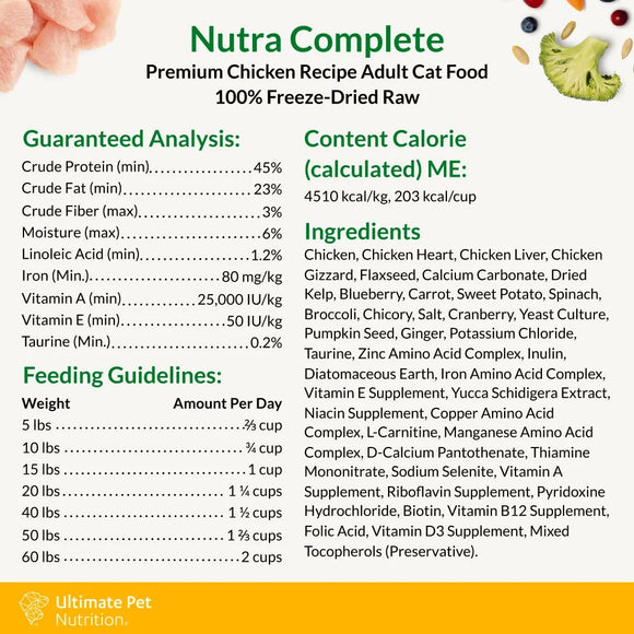 Ultimate Pet Nutrition Nutra Complete Premium Chicken Freeze-Dried Raw Cat Food 12-oz - Cat Food 7