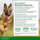 Ingredients and Feed Guidelines of  Ultimate Pet Nutrition Nutra Minis Air-Dried Beef Dog Training Treats