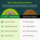 Advertisement for Nutra Morsels dog treats by Ultimate Pet Nutrition, highlighting ingredients and benefits.