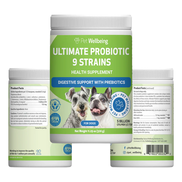 Ultimate Probiotic 9 Strains with Prebiotics for Dogs (11.29 oz) - cat Vitamins & Supplements 1