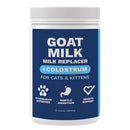Jar of goat milk replacer for cats and kittens with blue label and white lid.