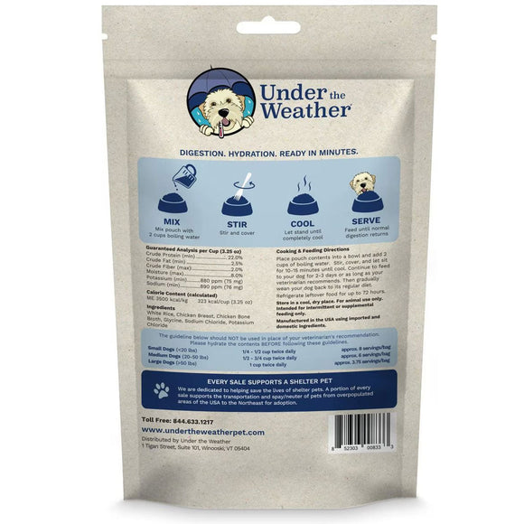 Under the Weather Rice, Chicken & Bone Broth Freeze Dried Bland Diet for Dogs backside