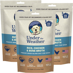 Under the Weather Rice, Chicken & Bone Broth Freeze Dried Bland Diet for Dogs 3pack