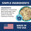 Under the Weather Rice, Hamburger & Bone Broth Freeze Dried Bland Diet for Dogs Ingredients