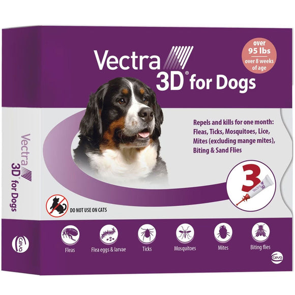 Vectra 3D Flea and Tick Spot Treatment for Dogs Over 95 lbs - 3 Doses (3-mos. supply) - Dog Flea & Tick 1
