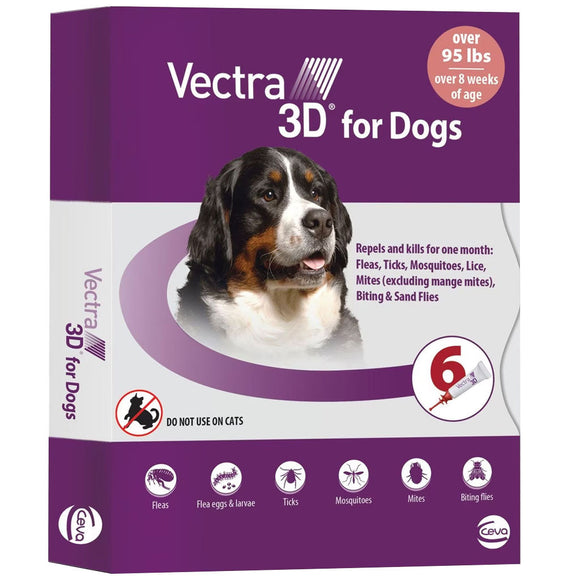 Vectra 3D Flea and Tick Spot Treatment for Dogs Over 95 lbs - 6 Doses (6-mos. supply) - Dog Flea & Tick 2