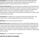 Label with instructions and ingredients list 