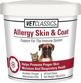 Vet Classics Allergy Skin & Coat Soft Chews for Dogs & Cats (90 chews) - Dog Supplements & Vitamins 1