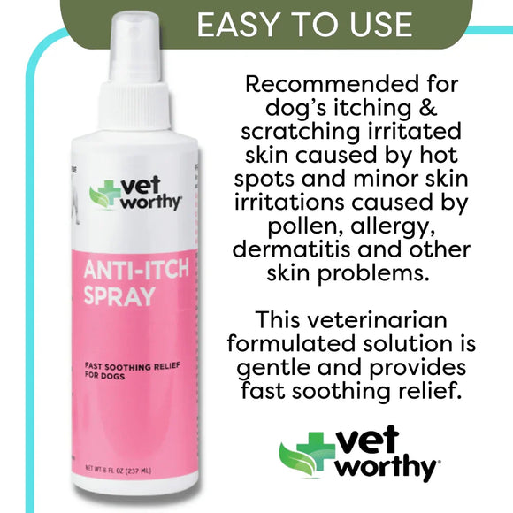 Vet Worthy Anti-Itch Spray for Dogs 8 oz - Dog Immune & Allergy Supplements 5