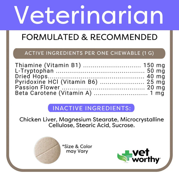 Vet Worthy Calming Soft Chews for Dogs (45 ct) - Dog & Cat Calming & Anxiety Supplements 5