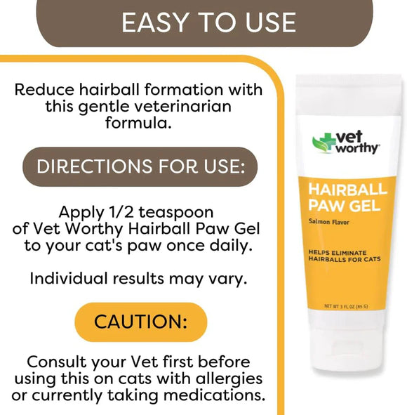Vet Worthy Hairball Paw Gel for Cats 5-oz - Cat Laxatives & Hairball Treatments 6