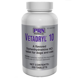 Vetadryl Chewable Tablets for Dogs & Cats, 10mg - 250 tablets