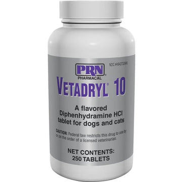 Vetadryl (Diphenhydramine HCl) Tablets for Dogs & Cats (250ct)