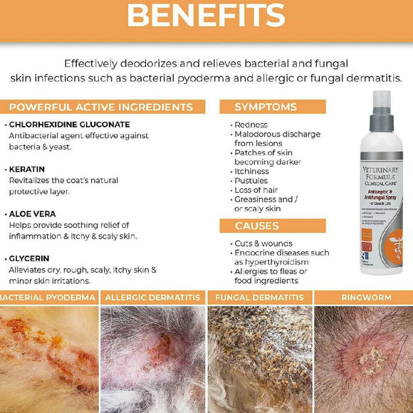 Veterinary Formula Clinical Care Antiseptic & Antifungal Medicated Spray For Dogs & Cats (8 oz)