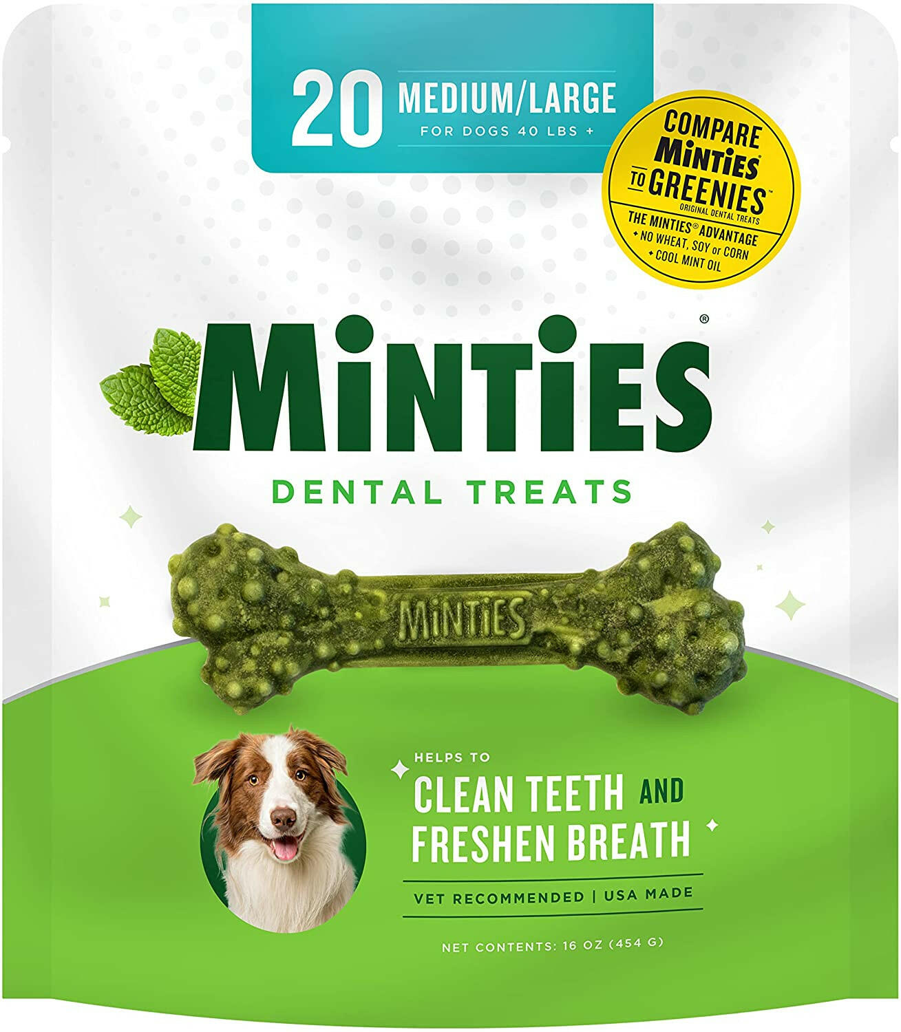 VetIQ Minties Fresh Breath Dental Treats for Medium and Large Dogs