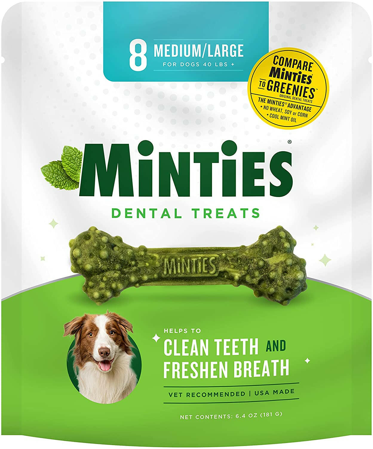 VetIQ Minties Fresh Breath Dental Treats for Medium and Large Dogs