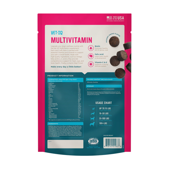 VetIQ Multivitamin Soft Chew Supplement for Dogs (60 soft chews) - Dog Multi-Vitamins 8