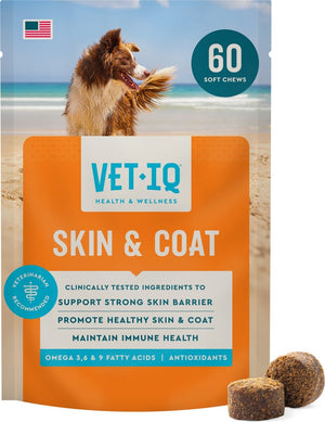 VetIQ Skin & Coat Soft Chew Supplement for Dogs (60 soft chews) - Dog Skin & Coat Supplements 1