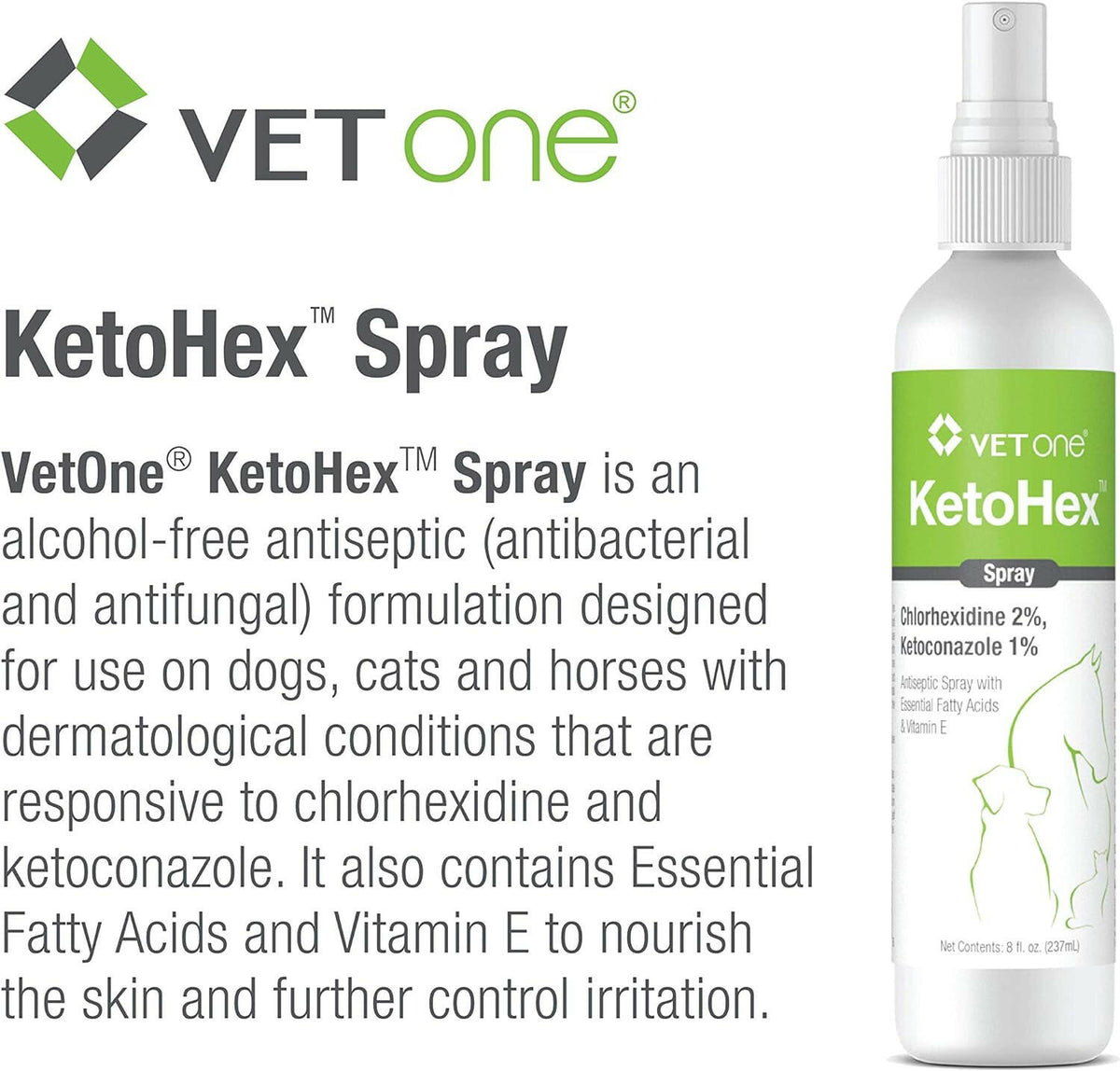 VetOne KetoHex Antiseptic Spray for Dogs, Cats & Horses