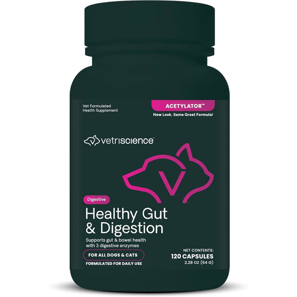 VetriScience Acetylator Digestive Supplement for Cats & Dogs (120 caps) - Pet Vitamins & Supplements 1