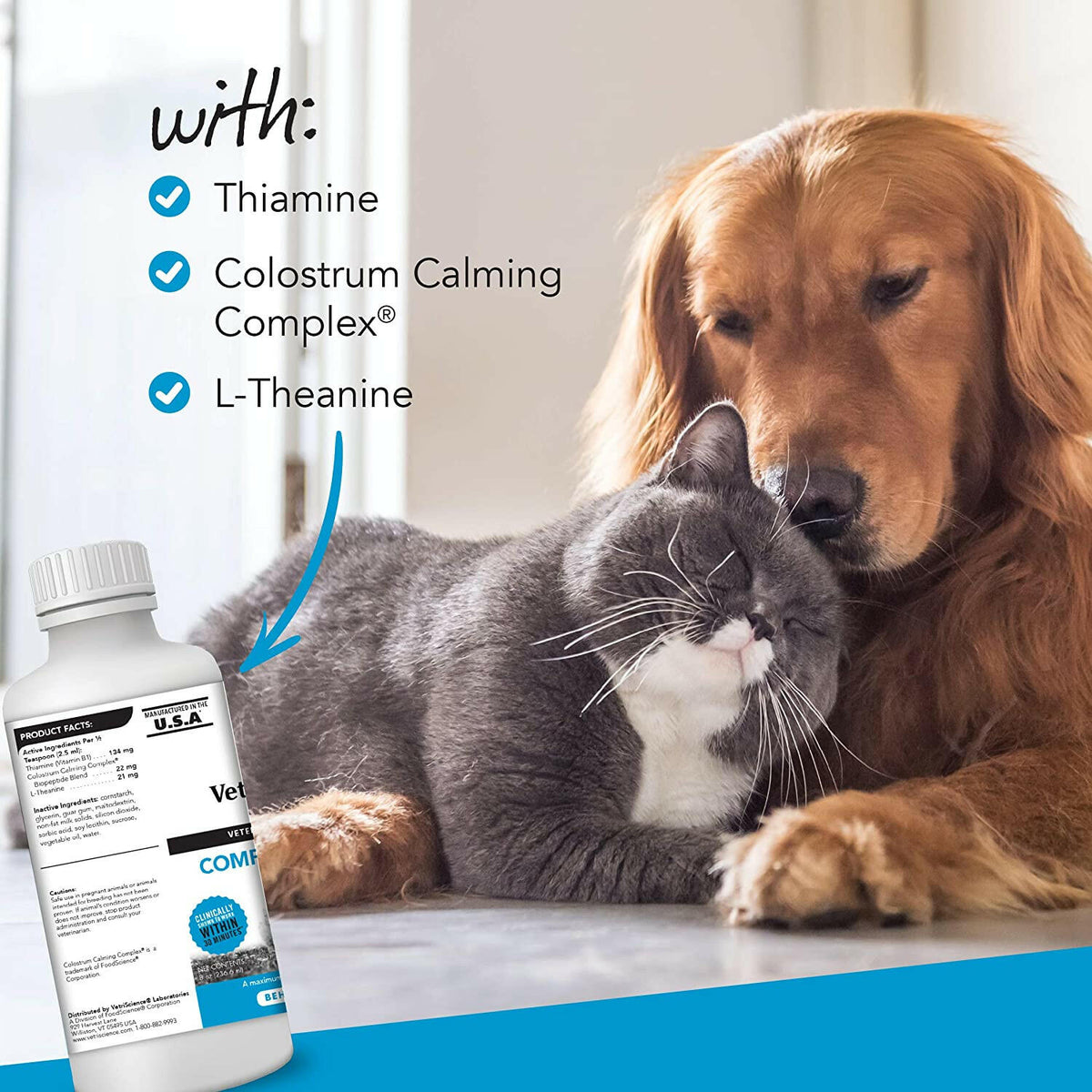 VetriScience Composure Liquid Calming Supplement for Cats & Dogs