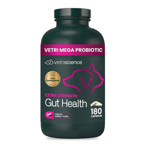 VetriScience Extra Strength Gut Health Vetri Mega Probiotic Capsules for Dogs & Cats - 180 capsules - Dog Supplements &
