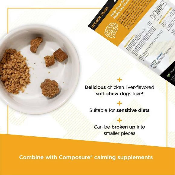 vetriscience golden years come in a chicken-liver flavored soft chew