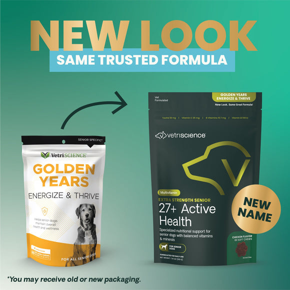 VetriScience Golden Years Energize and Thrive Multivitamin for Senior Dogs (60 soft chews) - Dog Supplements & Vitamins