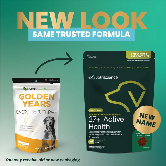 VetriScience Golden Years Energize and Thrive Multivitamin for Senior Dogs (60 soft chews) - Dog Supplements & Vitamins