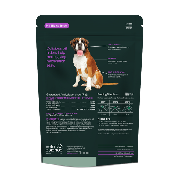 VetriScience Pinchers X-Large Pill Hiding Treats For Dogs Peanut Butter Flavor - Dog & Cat Digestive & Probiotics