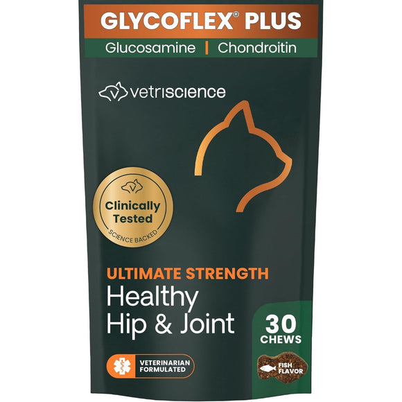 VetriScience Ultimate Strength Healthy Hip & Joint GlycoFlex Plus Chews for Cats (30 Soft Chews) - Cat Vitamins &