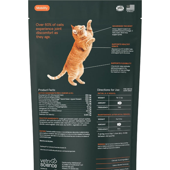 VetriScience Ultimate Strength Healthy Hip & Joint GlycoFlex Plus Chews for Cats (30 Soft Chews) - Cat Vitamins &