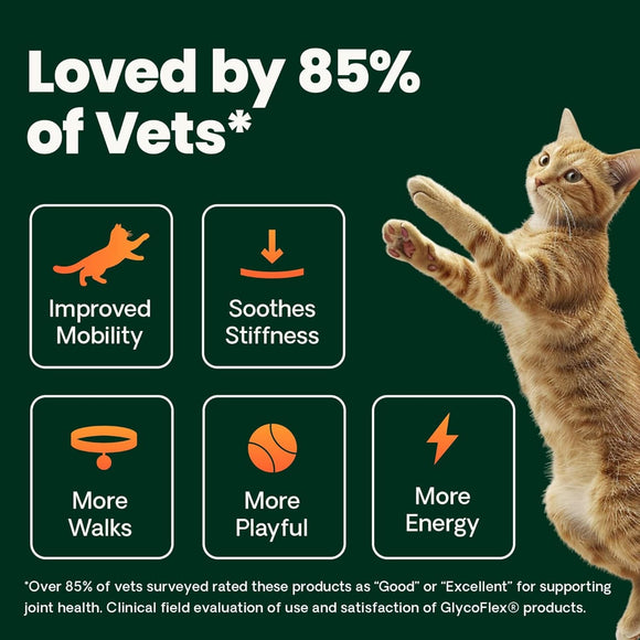 VetriScience Ultimate Strength Healthy Hip & Joint GlycoFlex Plus Chews for Cats (30 Soft Chews) - Cat Vitamins &