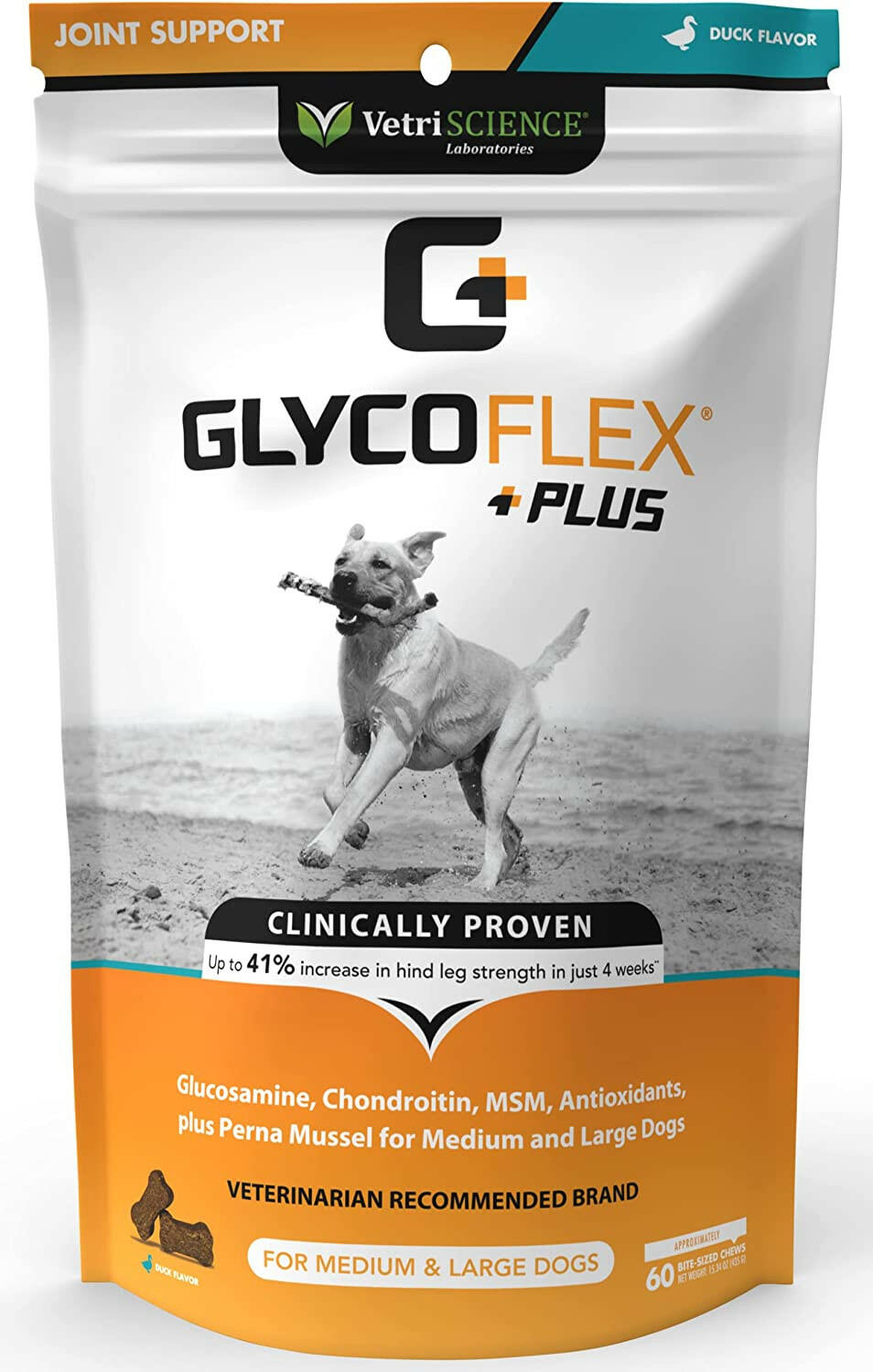 VetriScience GlycoFlex Plus Soft Chews for Dogs | Duck Flavor