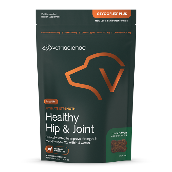 VetriScience Ultimate Strength Healthy Hip & Joint GlycoFlex Plus Soft Chews for Dogs Duck Flavor - 45 soft chews - Dog