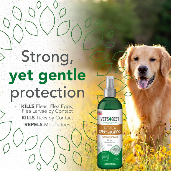 Vet's Best Natural Anti-Flea Easy Spray Shampoo for Dogs (16 oz)