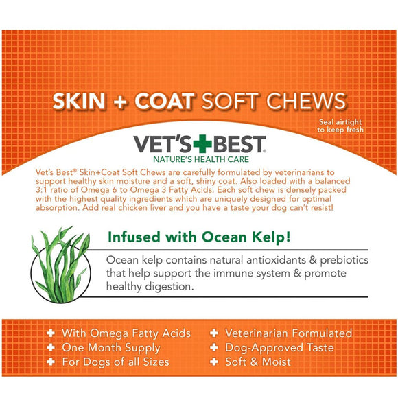 Vet’s Best Skin & Coat Chews Supplement for Dogs (30 soft chews) - Dog Vitamins & Supplements 7