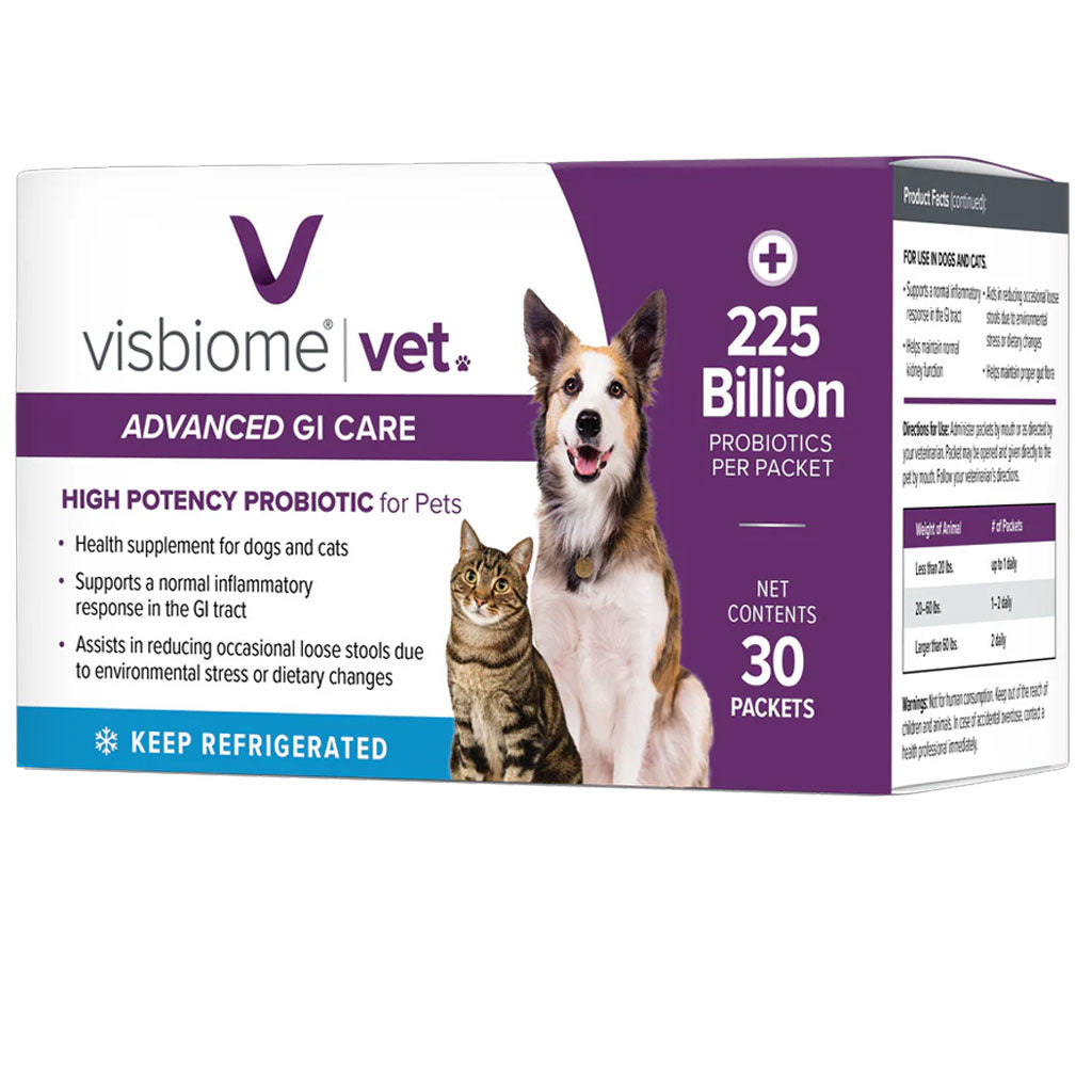 Visbiome Vet Probiotic for Dogs & Cats – 225 Billion CFUs - 30 Packets
