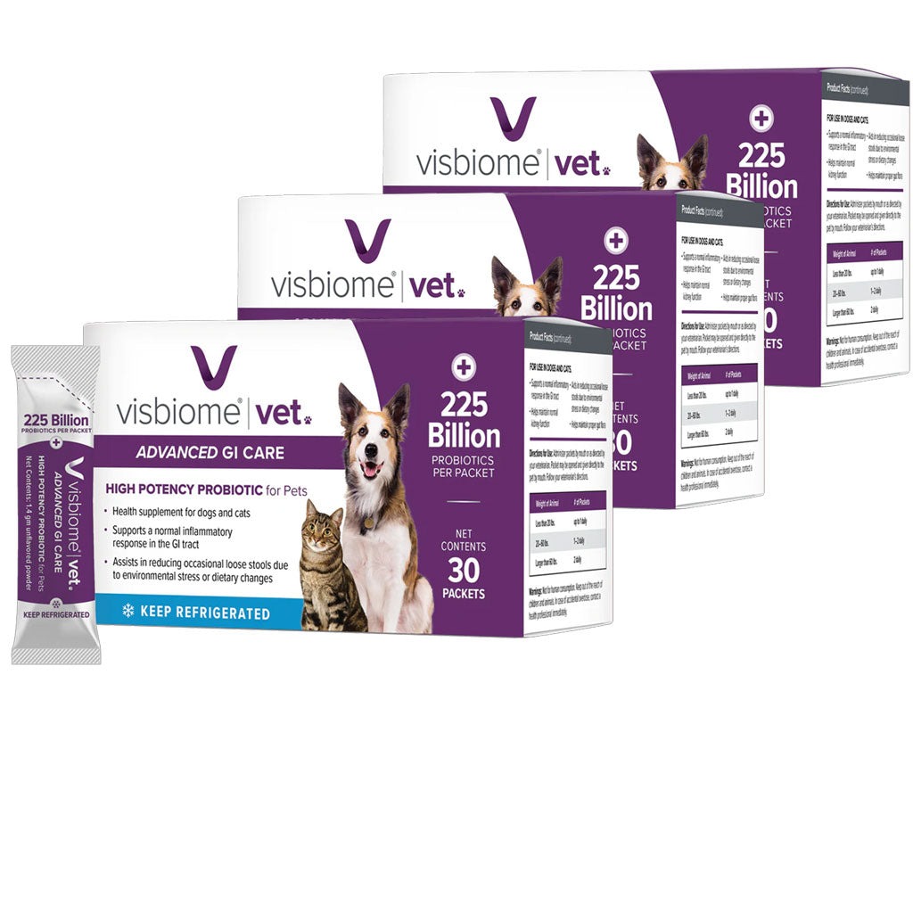 Visbiome Vet Probiotic for Dogs & Cats – 225 Billion CFUs - 30 Packets