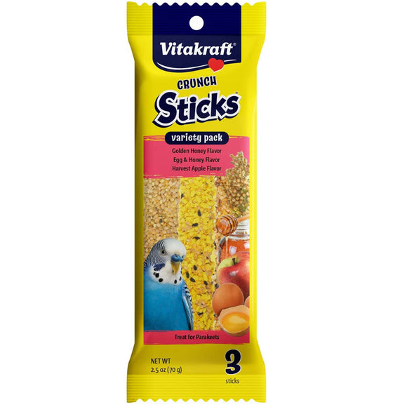 Vitakraft Crunch Sticks Honey Egg & Apple Variety Pack Treats for Parakeets 3 Sitcks - Bird Treats 1