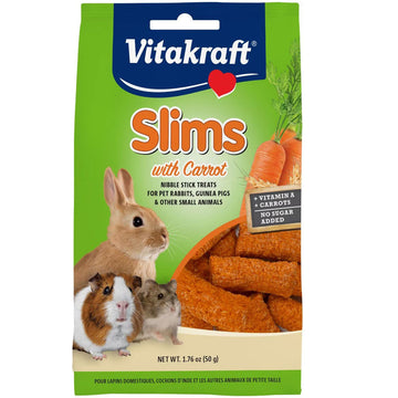 Vitakraft Slims with Carrot Nibble Stick Treats for Rabbits, Guinea Pigs & Other Small Animals